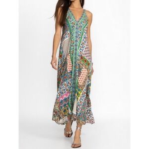 Johnny Was Diskana Eva Maxi Dress Patchwork Floral VNeck Silky Med Boho Spring